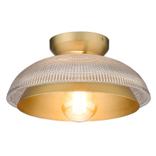 Golden 0309-FM BCB-RPG - Golden Lighting Crawford 1-light Flush Mount in Brushed Champagne Brass